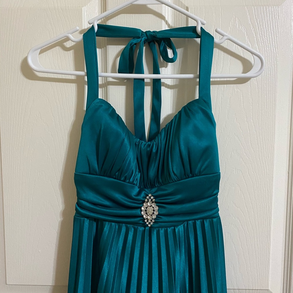 Emerald Green Halter Top Cocktail Dress - XS